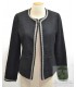 Daphnea - veste courte col arrondi - Dame - noir - L-40 FR-T3