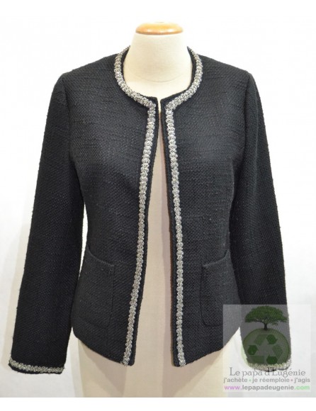 Daphnea - veste courte col arrondi - Dame - noir - L-40 FR-T3