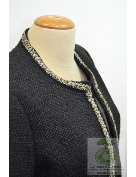 Daphnea - veste courte col arrondi - Dame - noir - L-40 FR-T3