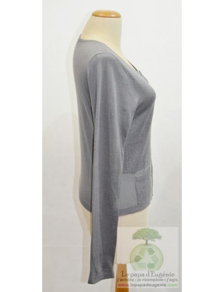 Sandwich - cardigan - gilet court - Dame - gris - S-36 FR-T1