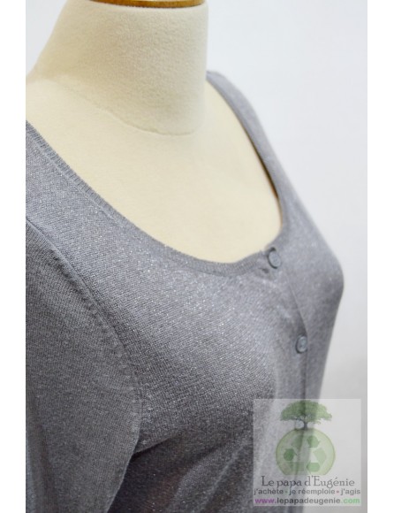 Sandwich - cardigan - gilet court - Dame - gris - S-36 FR-T1