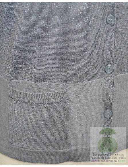 Sandwich - cardigan - gilet court - Dame - gris - S-36 FR-T1
