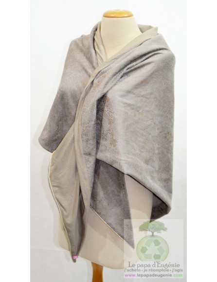 Miouco - foulard triangulaire réversible - Dame - gris - taille unique