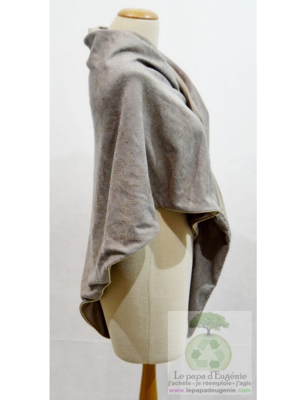 Miouco - foulard triangulaire réversible - Dame - gris - taille unique