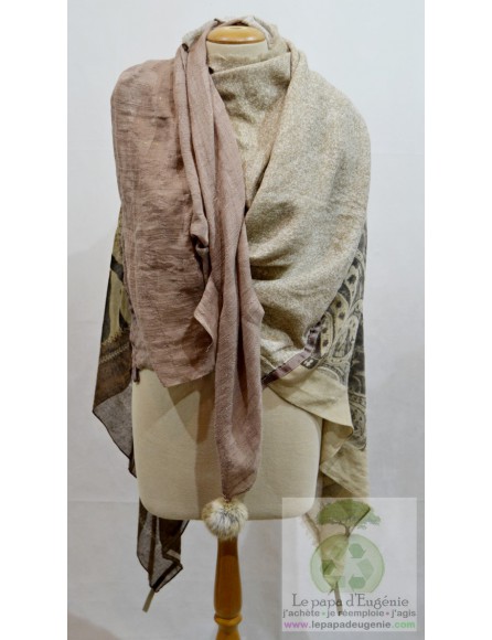 Mon'Isalizou - foulard rectangulaire - Dame - brun-marron - taille unique