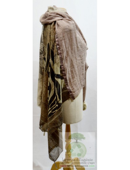 Mon'Isalizou - foulard rectangulaire - Dame - brun-marron - taille unique