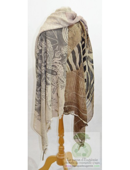 Mon'Isalizou - foulard rectangulaire - Dame - brun-marron - taille unique