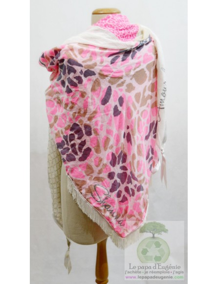 Mon'Isalizou - foulard triangulaire réversible - Dame - rose - taille unique