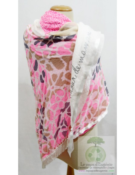 Mon'Isalizou - foulard triangulaire réversible - Dame - rose - taille unique