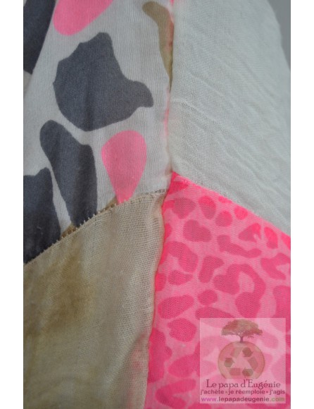 Mon'Isalizou - foulard triangulaire réversible - Dame - rose - taille unique