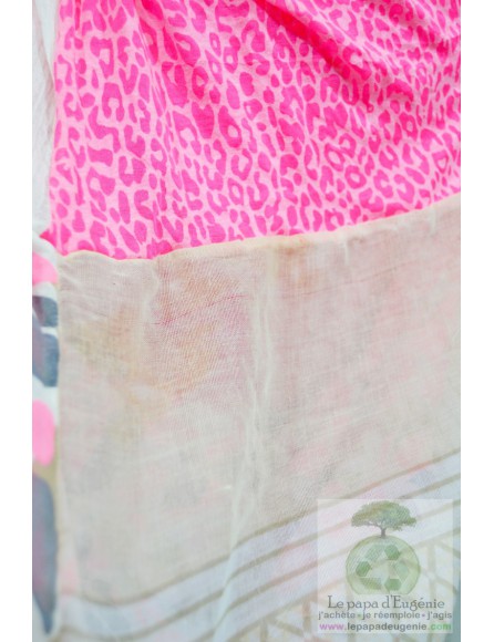 Mon'Isalizou - foulard triangulaire réversible - Dame - rose - taille unique