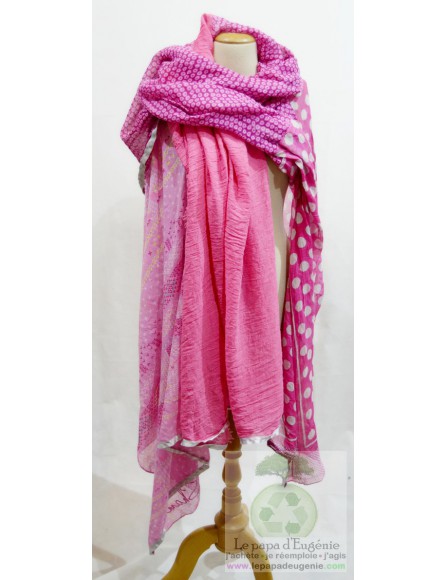 Mon'Isalizou - foulard rectangulaire - Dame - rose - taille unique