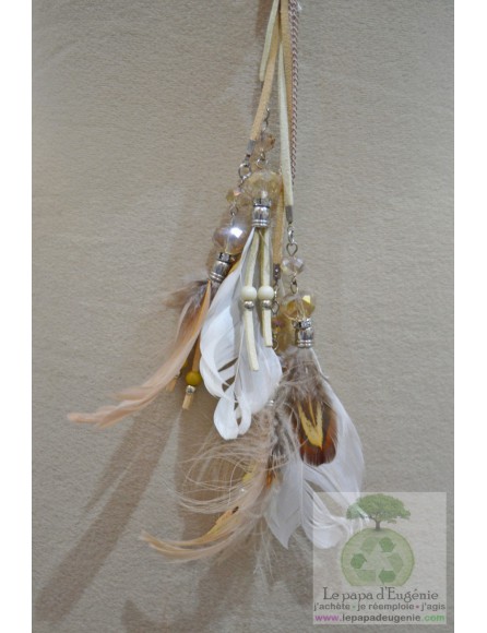 Inconnu - collier mixte metal-cuir - Dame - beige - taille unique