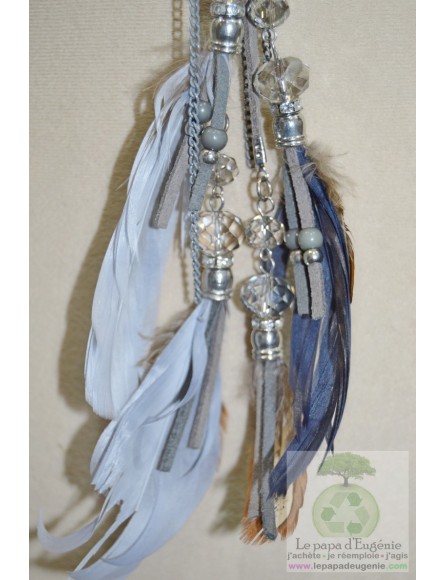 Inconnu - collier mixte metal-cuir - Dame - beige - TU