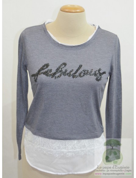 Beckaro - top - Fille - gris - 10A+