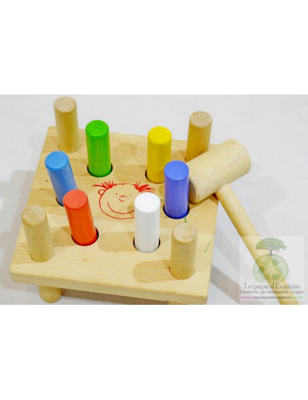 Inconnu - set marteau et clous en bois - Fille, Garçon - multicolore - 24M+