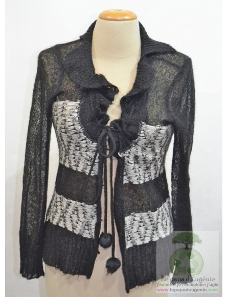 Caroline Biss - cardigan - gilet mi-long - Dame - noir - L-40 FR-T3