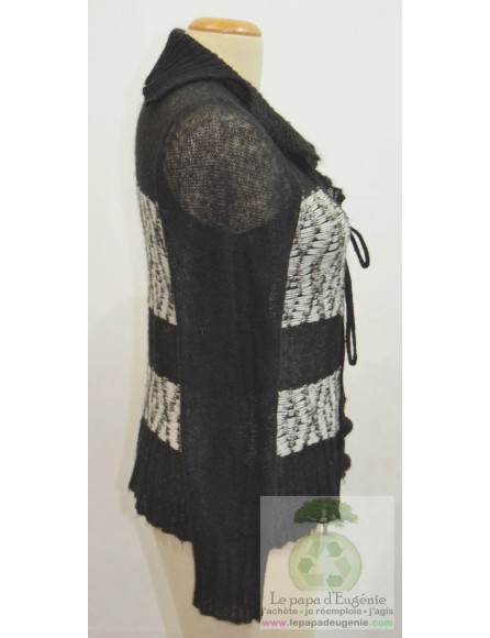 Caroline Biss - cardigan - gilet mi-long - Dame - noir - L-40 FR-T3