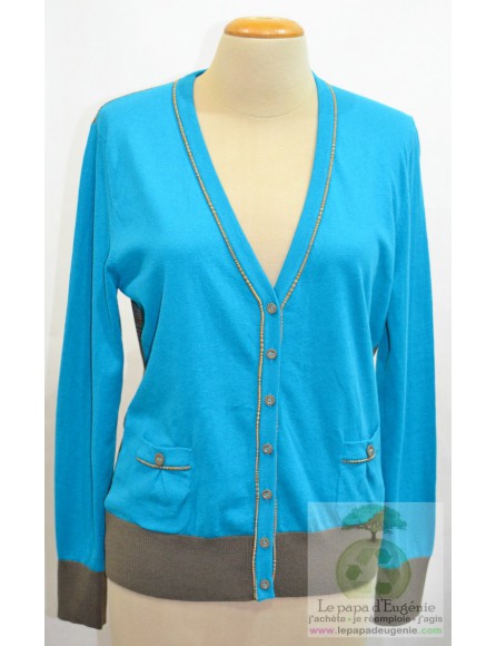 Betty Barclay - cardigan - gilet mi-long - Dame - bleu - L-40 FR-T3