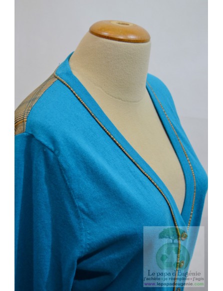 Betty Barclay - cardigan - gilet mi-long - Dame - bleu - L-40 FR-T3