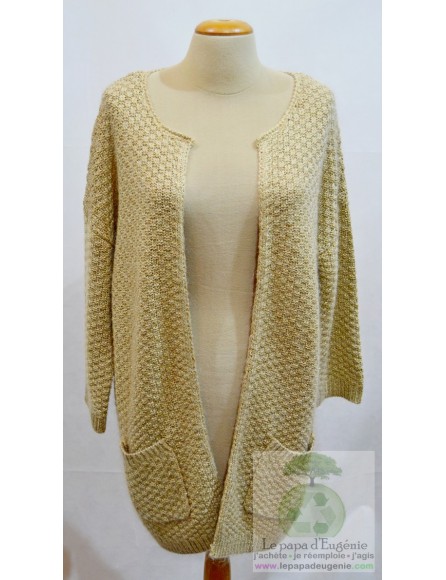 1 Un 2 Deux 3 Trois - cardigan - gilet long - Dame - or - M-38 FR-T2