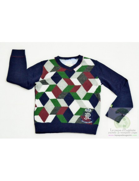 Pepe Jeans - pull col V - Fille, Garçon - bleu - 8A