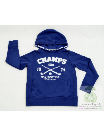 Jbc - sweat capuche poche ventrale - Fille - bleu - 9A