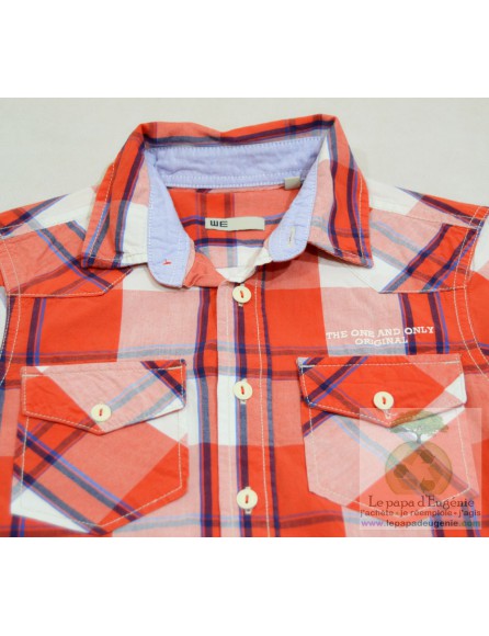 WE - chemise à carreaux - Garçon - rouge - 9A