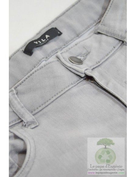Vila - pantalon jeans slim-svelte - Dame - gris - 40 FR - L