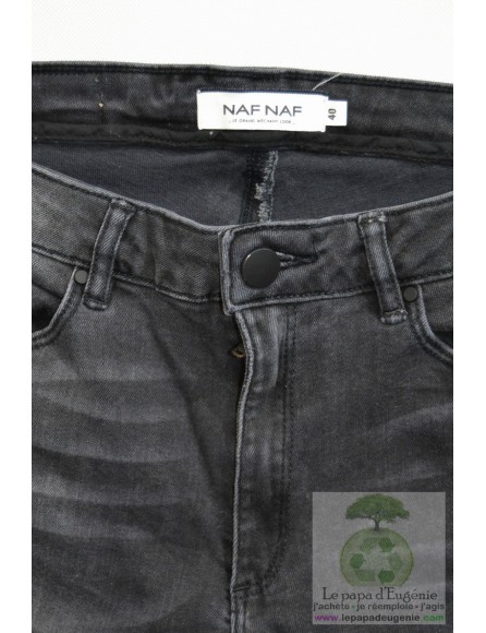 Naf Naf - pantalon jeans straight-tout droit - Dame - gris - 38 FR - M