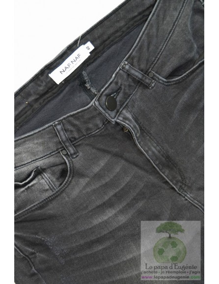 Naf Naf - pantalon jeans straight-tout droit - Dame - gris - 38 FR - M