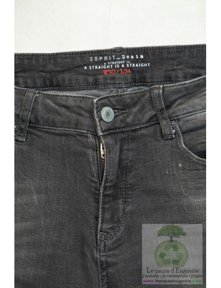 Esprit - pantalon jeans straight-tout droit - Dame - gris - 40 FR - L