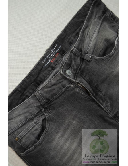 Esprit - pantalon jeans straight-tout droit - Dame - gris - 40 FR - L