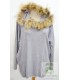 Voyelles - pull ample avec capuche - Dame - gris - L-40 FR-T3