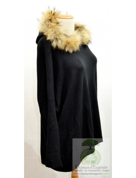 Voyelles - pull ample avec capuche - Dame - noir - L-40 FR-T3